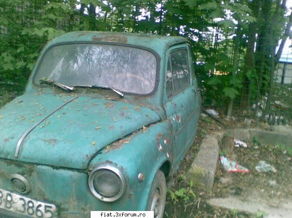 fiat 600 ingropat ani! mai vazut mult masina stata asa mult natura... aproape roata rezerva vedea