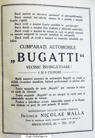 reclamele vremii.. bugatti, 1925, romania: