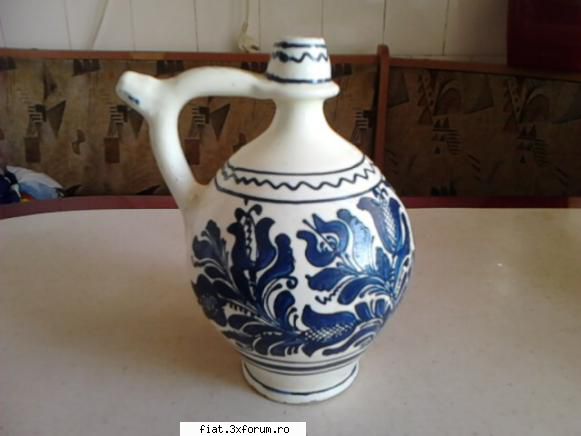 obiecte vechi din perioada comunista superb ulcior din ceramica albastra guri korond fabricat jud.