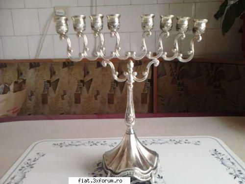 obiecte vechi din perioada comunista superb sfesnic din alama argintat brate evreiesc foarte