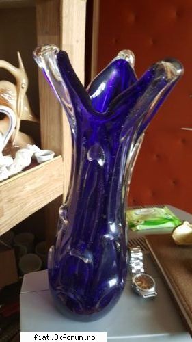 obiecte vechi din perioada comunista superba vaza din sticla murano cobalt albastru italia foarte