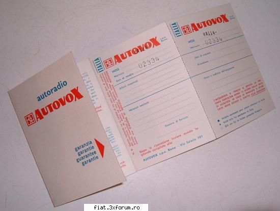 Auto-Anticariat - Carnet de garantie radio AUTOVOX - echipare - Anunturi