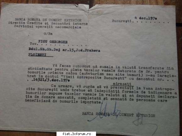 Fiat 2300, an 1962 - Formalităţi cunoscute de către - Club Fiat 1800