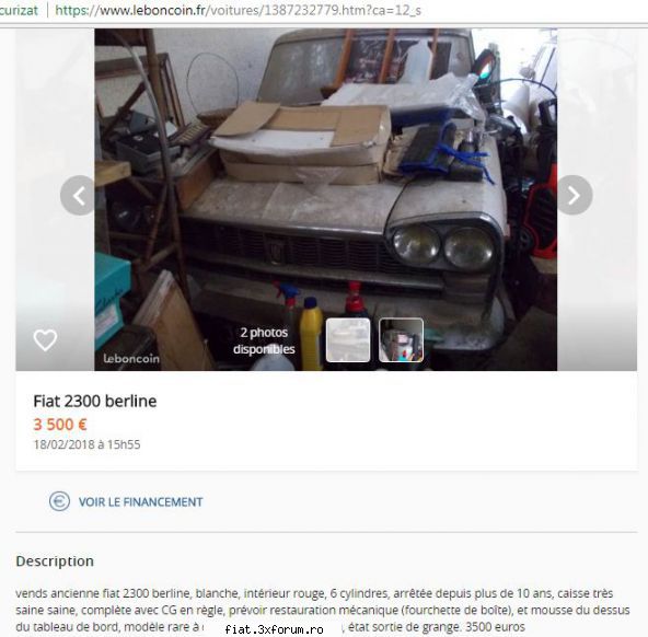 Fiaturi 1500L, 1800, 2100, 2300 de vanzare anunturi internationale - Fiat 2300, sreia 2 cu - Club Fiat 1800