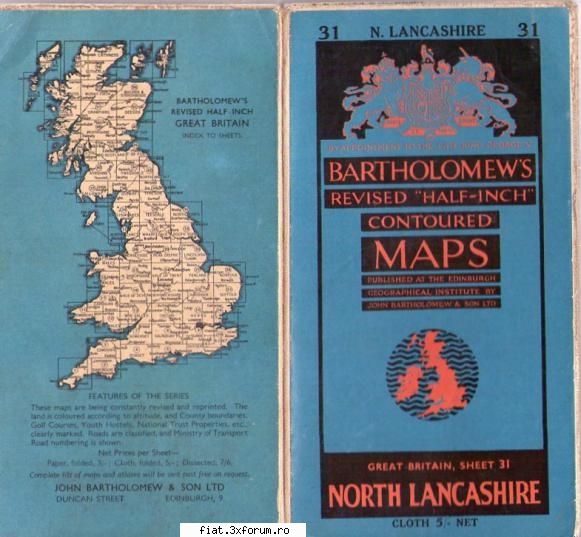 Harti, carti, radiouri si altele - Harta - North Lancashire (Anglia) hirtie intarita - Bursa