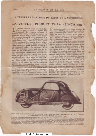 Imagini - Un articol despre o Simca dintr-un Science et Vie - Discutii libere