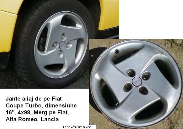 Jante aliaj Fiat Coupe - Vand 4 jante pe 16" Fiat Coupe Turbo, stare f - Bursa