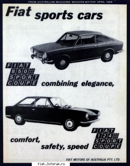 Reclamele vremii.. - 850 Sport Coupe Seria II si 124 Sport Coupe AC - Classic corner