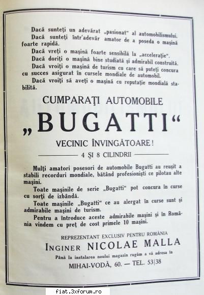 Reclamele vremii.. - Bugatti, 1925, Romania - Classic corner
