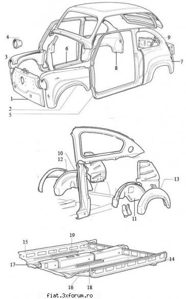 Vand Fiat 600 D pentru piese - E nr. 9 din desen - Club Fiat 500 & 600