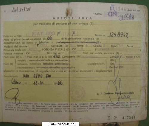 caut acte FIAT 600 - Salut :) FIAT 500 ANNO 1966 VISURA COPPIA TARGHE - Club Fiat 500 & 600