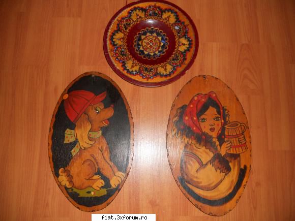 obiecte vechi - Vand Lot 3 obiecte traditionale pictate pe lemn - Classic corner