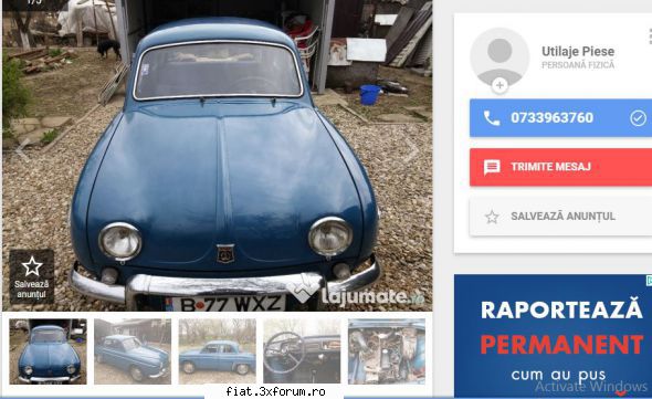 registrul RENAULT DAUPHINE din RO :) - inca una Renault gordini 100% original , primul - Classic corner