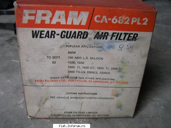 vand filtre BMW 1600, 1800, 2002 - filre de ulei - 50 lei filtrul de aer - 70 lei - Anunturi